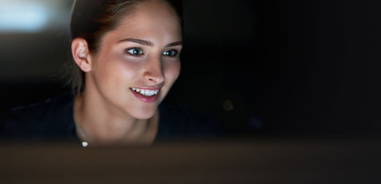 Woman at computer screen