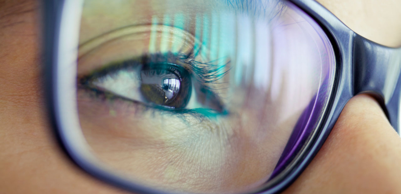 Woman with glasses close up