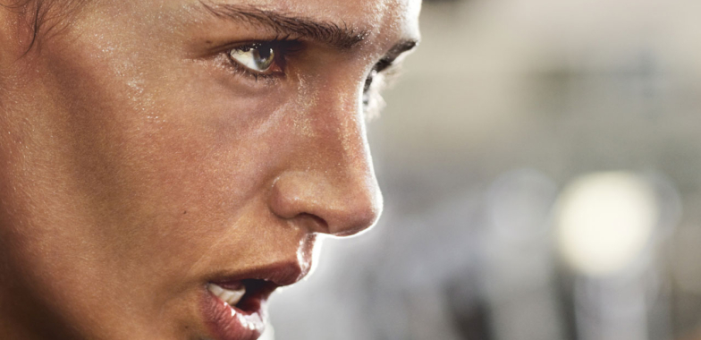 Intense athlete face